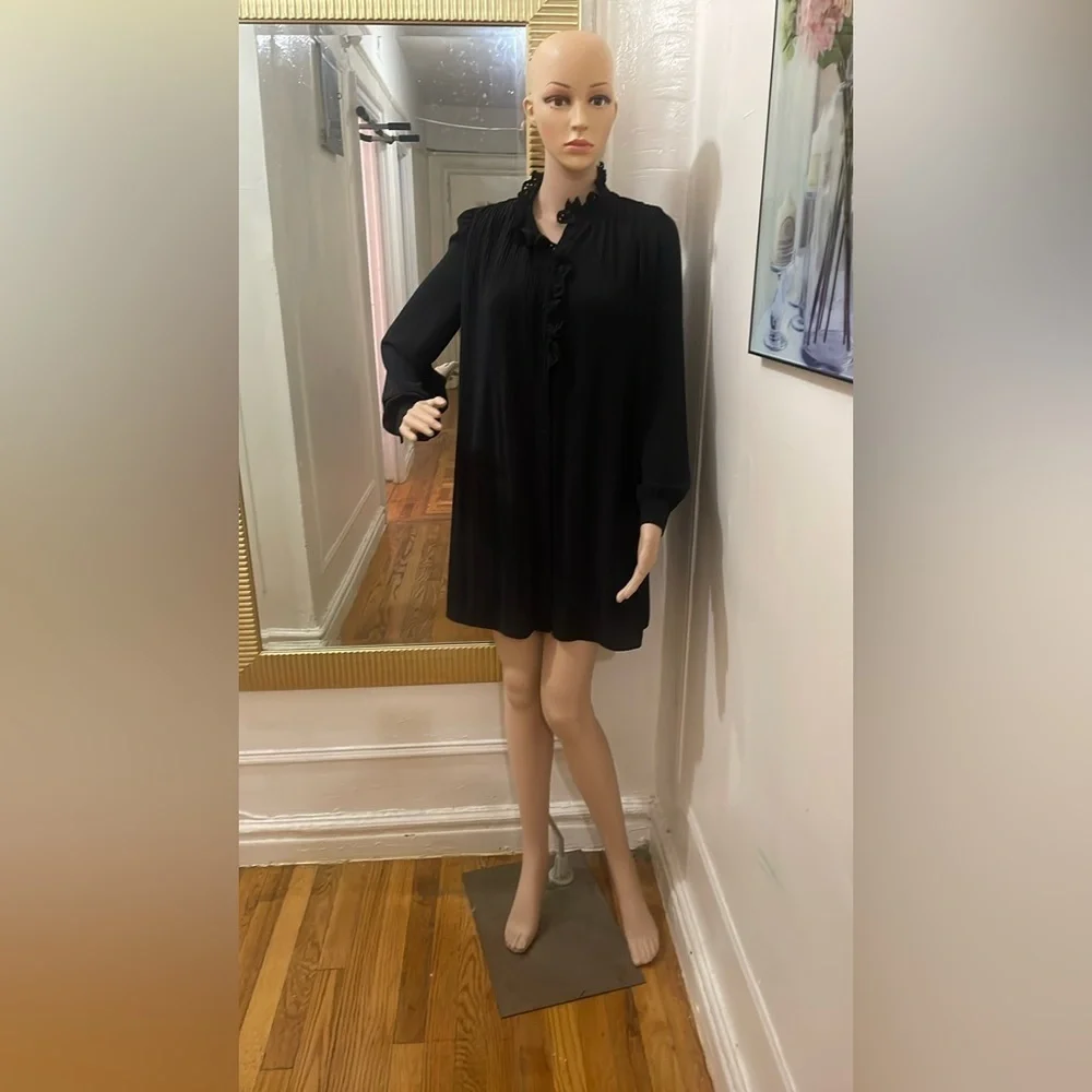 Se’zane Elegant mini Black Dress long sleeve